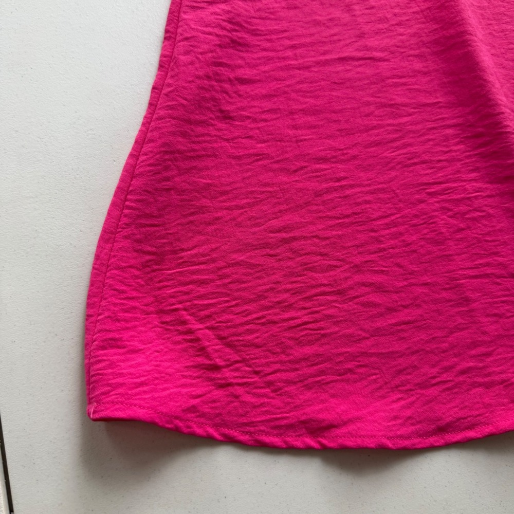 Monteau Los Angeles Women XS Hot Pink Ruched FlutterSleeve Mini Dress Barbiecore - Picture 11 of 13